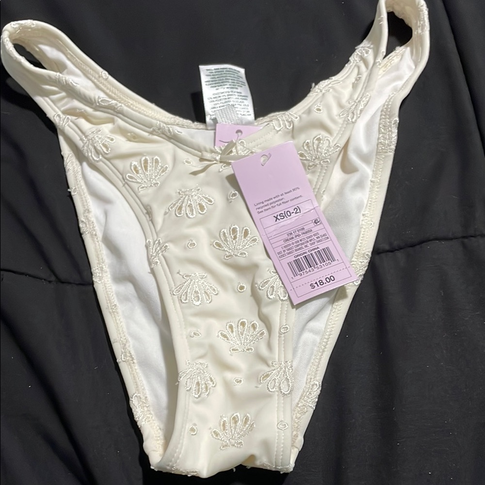 Wild Fable Cream Embroidered Bikini Bottom